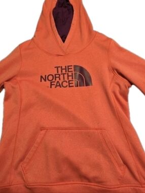North Face Hoodie Womens Medium Red Pullover Fleece Sweatshirt Logo Outdoor